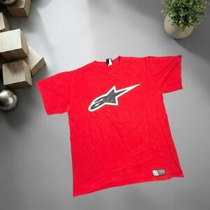 Alpinestars Vintage Y2K Red Graphic T-Shirt Mens Large Biker Skater Streetwear